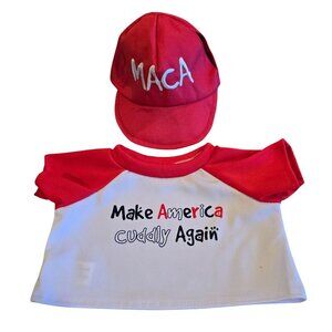 Bear Factory Teddy Bear MACA Make America Cuddly Again Shirt & Cap Fits Most 16"